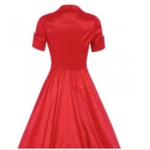 Lindy Bop Red Satin Vanda dress - Picture 2 of 7